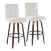 Hannah - Fixed-Height Barstool With Swivel And Round Black Metal Footrest (Set of 2) - Walnut Glazed Wood