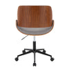 Fabrizzi - Office Chair - Black Metal, Walnut Wood, And Gray Fabric
