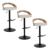 Grotto - Adjustable Barstool - Black Metal, Whitewashed Wood