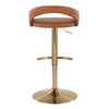Grotto - Upholstered Adjustable Barstool - Gold Metal Base