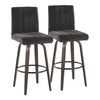 Hannah - Fixed-Height Barstool With Swivel And Round Black Metal Footrest (Set of 2) - Walnut Glazed Wood