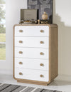 Margot 5 Drawer Chest — Desert Oak and Cloud White