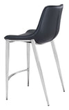 Magnus Counter Stool (Set of 2) Black & Silver — Set of 2