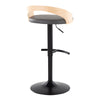 Grotto - Adjustable Barstool - Black Metal, Natural Wood