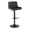 Santi - Upholstered Adjustable Barstool With Swivel And Rounded T Footrest (Set of 2) - Black Metal