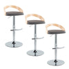 Grotto - Adjustable Barstool - Chrome Metal, Natural Wood