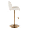 Santi - Upholstered Adjustable Barstool With Swivel And Rounded T Footrest (Set of 2) - Gold Metal