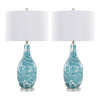 Rocca - 29" Table Lamp (Set of 2) - Sapphire Blue And White Glass, Brushed Nickel, Clear Crystal, And White Linen Shade