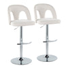 Ava - Upholstered Adjustable Barstool (Set of 2) - Chrome Metal