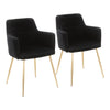 Andrew - Dining / Accent Chair (Set of 2) - Gold Metal And Black Velvet