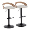 Grotto - Adjustable Barstool - Black Metal, Whitewashed Wood