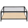 Amherst - Glass Top Metal with Cane Shelf Table