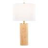 Cylinder - Ash 27" Wood Table Lamp - Ash Wood, Antique Brass, And White Linen