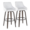 Hannah - 30" Fixed-Height Barstool With Swivel And Round Black Metal Footrest (Set of 2) - Walnut Glazed Wood