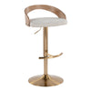 Grotto - Adjustable Barstool - Gold Metal, Whitewashed Wood