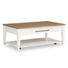 Jasper Cocktail Table W/Casters — Toasted Coconut, Natural White Base