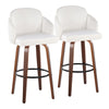 Dahlia - Fixed-Height Barstool (Set of 2) - Walnut Wood, Black Metal Footrest