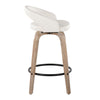 Grotto - Upholstered Fixed-Height Counter Stool (Set of 2) - Whitewashed Wood, White Faux Leather, Black Metal