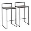 Fuji - 30" Stackable Barstool With Espresso Wood-Pressed Grain Bamboo Seat (Set of 2) - Black Metal
