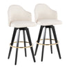 Ahoy - Upholstered Fixed-Height Barstool (Set of 2) - Black Base, Gold Footrest
