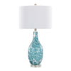 Rocca - 29" Table Lamp (Set of 2) - Sapphire Blue And White Glass, Brushed Nickel, Clear Crystal, And White Linen Shade