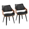 Curvo - High Back Chair (Set of 2) - Black Wood, Walnut Wood, Black Faux Leather