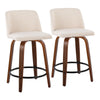 Toriano - 24" Fixed-height Counter Stool (Set of 2) - Walnut And Black Round Footrest