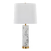 Marabella - 26" Marble Table Lamp (Set of 2) - White Marble And Brass Metal With White Linen Shade