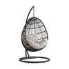 Playa - Swing Egg Chair With Base And Pillar - Dark Gray / Beige