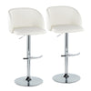 Fran - Adjustable Barstool (Set of 2) - Chrome Metal, White Faux Leather