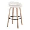 Grotto - Upholstered Fixed-Height Barstool (Set of 2) - Whitewashed Wood, White Faux Leather, Black Metal