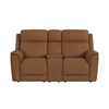 Mustang - Power Motion Loveseat With Console, Power Headrest And Lumbar - Butternut