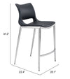 Ace Counter Stool (Set of 2) Black & Silver — Set of 2