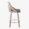 Charlotte - Fixed-Height Counter Stool (Set of 2) - Light Gray Wood, Gray Faux Leather, Chrome Metal