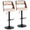 Cecina - Adjustable Barstool With Swivel And Rounded T Footrest (Set of 2) - Black Metal, Cherry Wood