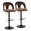 Ava - Upholstered Adjustable Barstool (Set of 2) - Black Metal