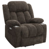 Houston Upholstered Power Lift Recliner Dark Brown — product view 1