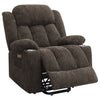 Houston Upholstered Power Lift Recliner Dark Brown — product view 5
