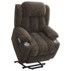 Houston Upholstered Power Lift Recliner Dark Brown — product view 6