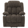 Houston Upholstered Power Lift Recliner Dark Brown — product view 7