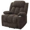 Houston Upholstered Power Lift Recliner Dark Brown — product view 8