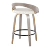 Grotto - Fixed-Height Counter Stool (Set of 2) - Light Gray Wood, White Faux Leather, Black Metal