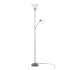 Dual - 72" Floor Lamp - Silver Metal And Frosted White Plastic Shades