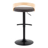 Grotto - Adjustable Barstool - Black Metal, Natural Wood