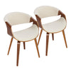 Curvo - Dining / Accent Chair (Set of 2) - Walnut Wood And Cream Fabric