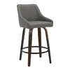 Hannah - 26" Fixed-Height Counter Stool With Swivel And Round Black Metal Footrest (Set of 2) - Walnut Glazed Wood