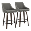 Hannah - 26" Fixed-Height Counter Stool With Swivel And Round Black Metal Footrest (Set of 2) - Walnut Glazed Wood