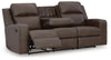 Lavenhorne Reclining Sofa with Drop Down Table - Umber