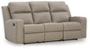 Lavenhorne Reclining Sofa with Drop Down Table - Pebble