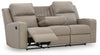 Lavenhorne Reclining Sofa with Drop Down Table - Pebble